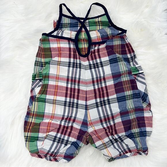 RALPH LAUREN Romper Bodysuit 6 Months Madras Plaid Cotton Infant Baby Holiday - Picture 4 of 6